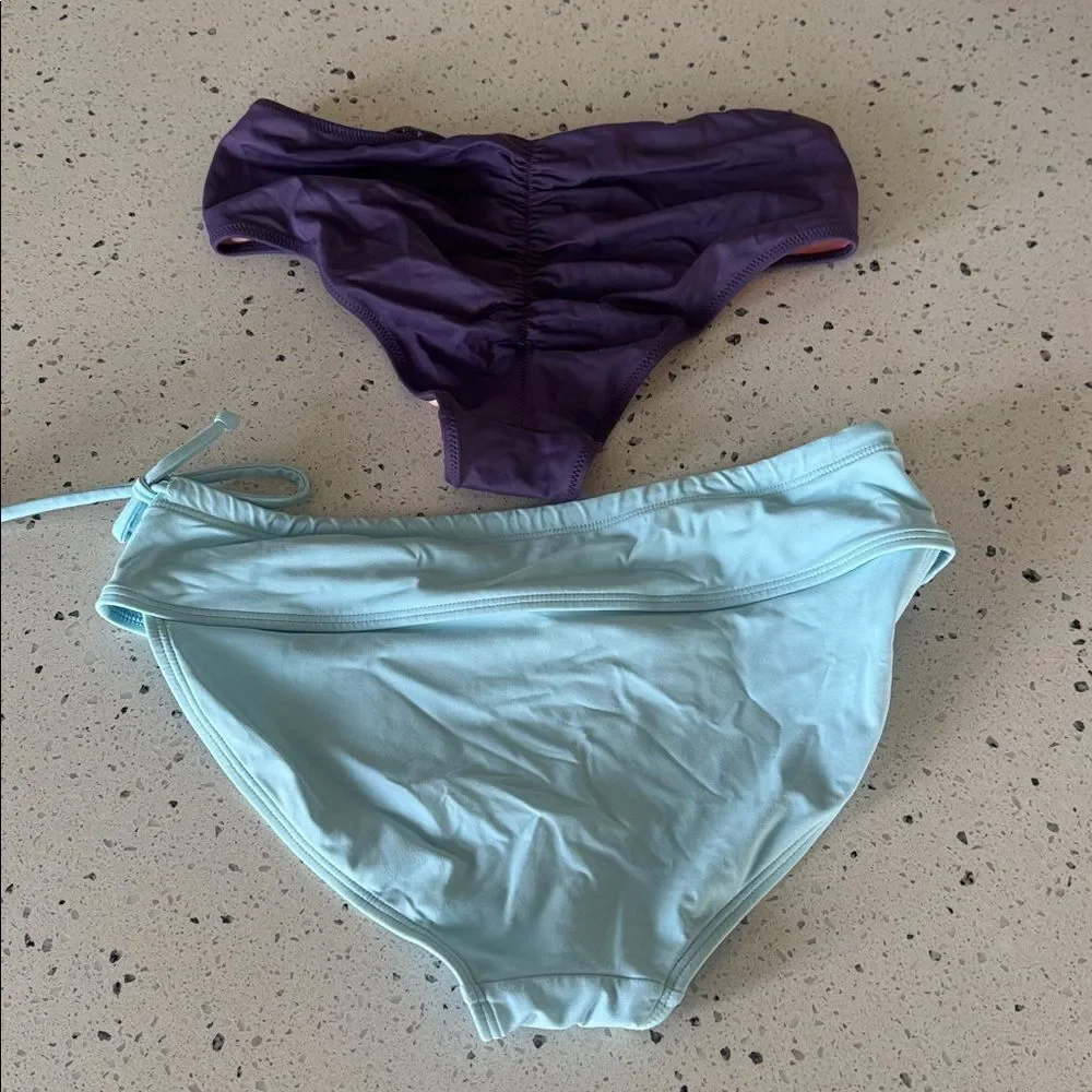 Bundle (2) Athleta Blue & Victoria’s Secret Purple Swim Bottoms Bikini Size S